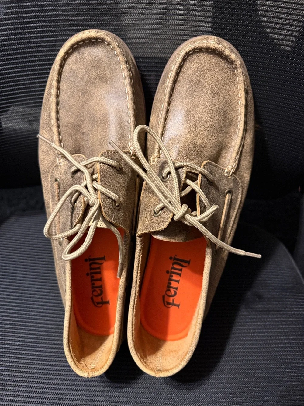 Ferrini Men's Suede Boat Shoes in Tan